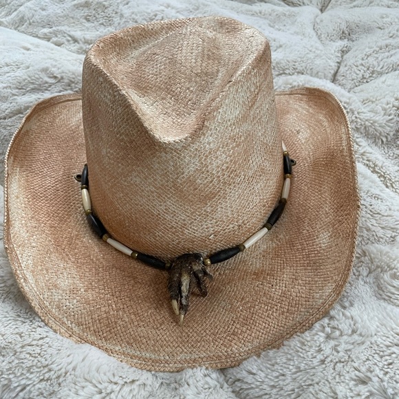 Vintage Scala Western Mens Hat beaded band with unknown animal artifact adorning - Picture 1 of 6